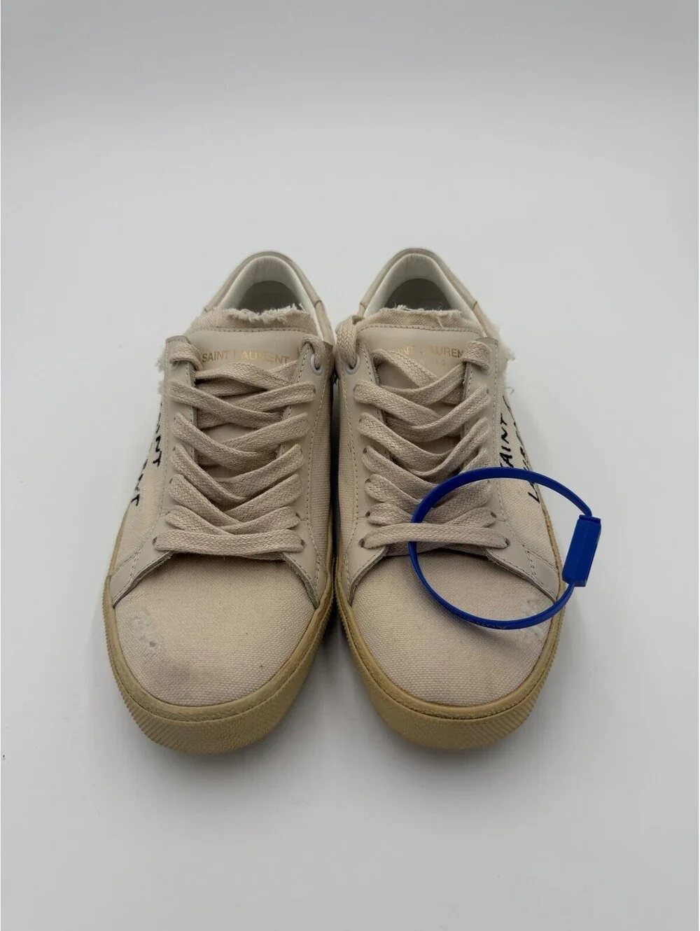 Saint Laurent SL06 Court Classic Light Beige Sneakers Womens Size 6.5/36.5
